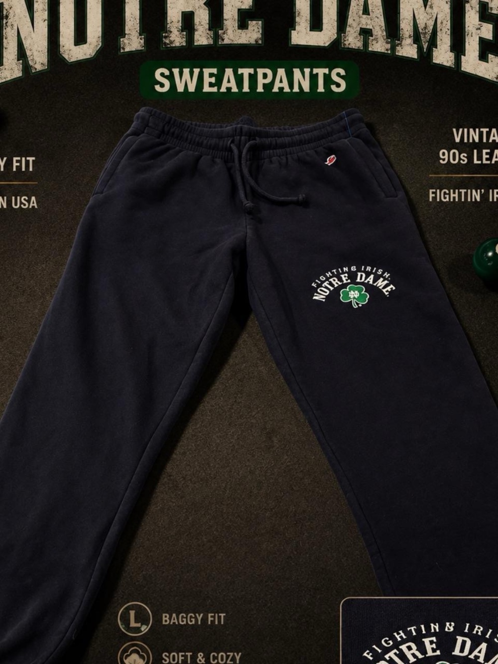 League Navy Notre Dame Fighting Irish Sweatpants